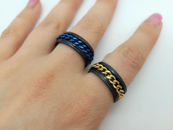 Edelstahl Ringe mit Gliederkette